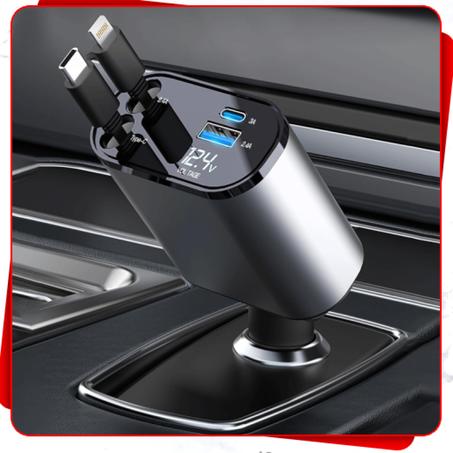 شاحن سيارة 4 في 1 – قوة وأناقة في جهاز واحد