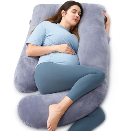 Momcozy Almohadas de embarazo para dormir, almohada de maternidad de cuerpo completo en forma de U con funda extraíble, soporte para espalda, piernas, vientre, caderas para mujeres embarazada