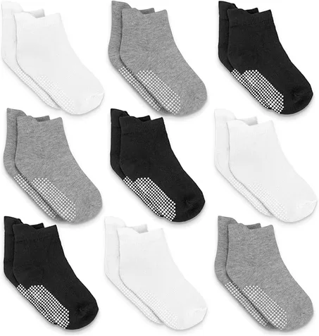 Infinno Calcetines de tobillo antideslizantes para bebé, 9 pares - Calcetines para niños pequeños con agarre para niños, bebés y niñas de 6 a 24 meses, 1T-7T