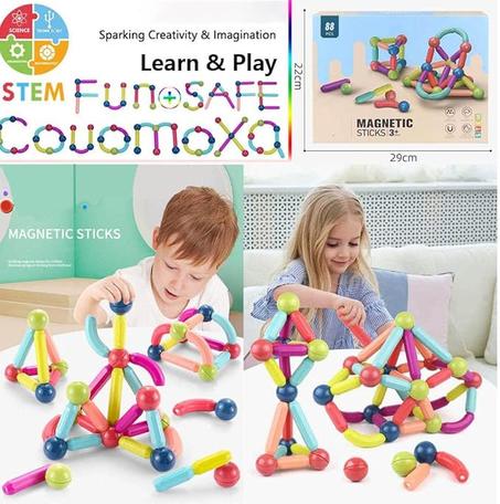 36 قطعة العاب بناء مغناطيسية تعليمية مكعبات مجموعة تكديس للاطفال ألعاب ثلاثية الابعاد هدايا والصغار غير سامة أكريلونيتريل بوتادين ستايرين