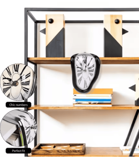 سريالية الملتوية ساعات الحائط سلفادور دالي نمط ذوبان ساعة ديكور ذوبان الرف ساعة للمنزل ديكو المطبخ مكتب عمل الجدول