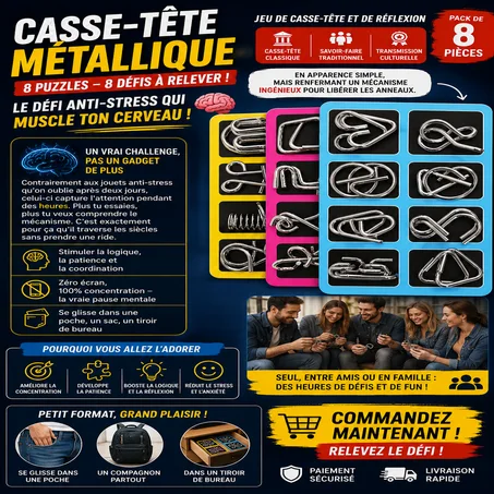 Casse-Tête Chinois — Lot de 3 Coffrets · 24 Défis Inclus 🧠