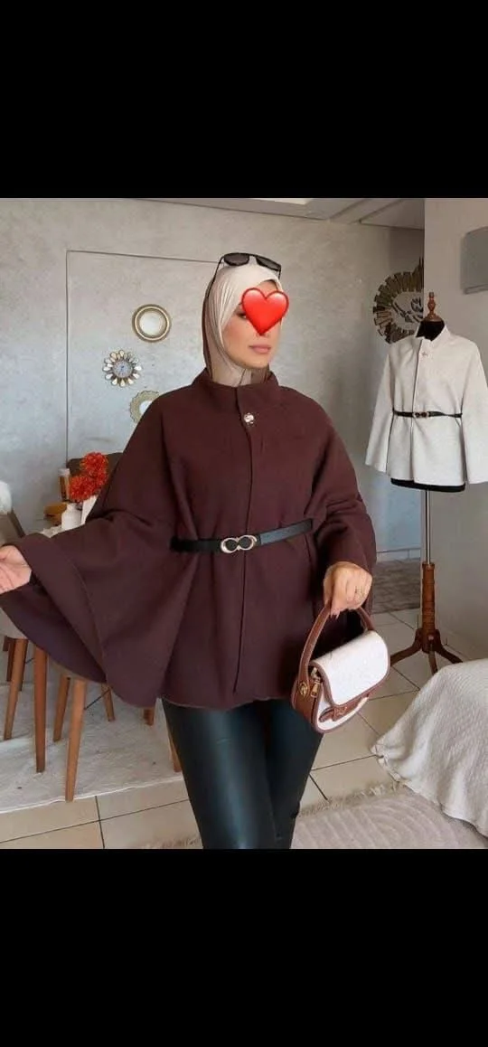 كاب كاشمير أنيق بحزام + عطر قصة هدية