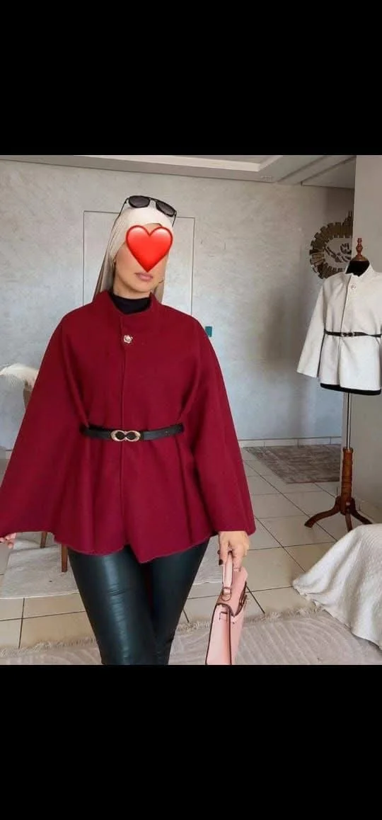 كاب كاشمير أنيق بحزام + عطر قصة هدية