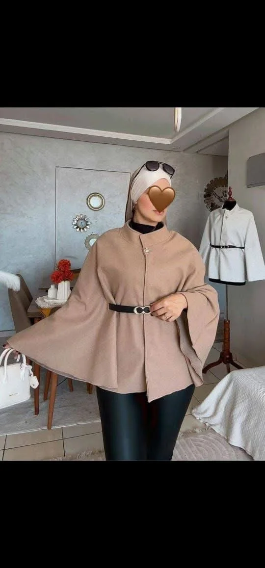 كاب كاشمير أنيق بحزام + عطر قصة هدية