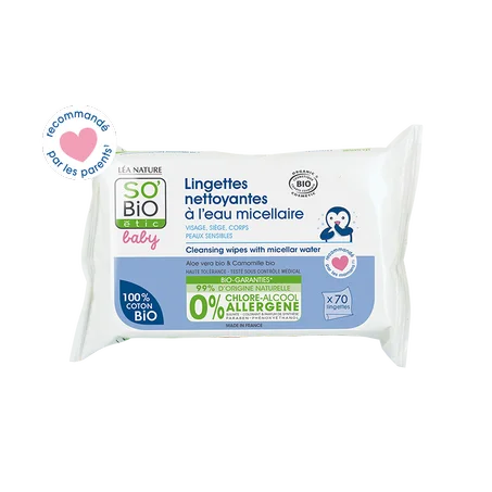 Lingette nettoyante a l eau micellaire baby