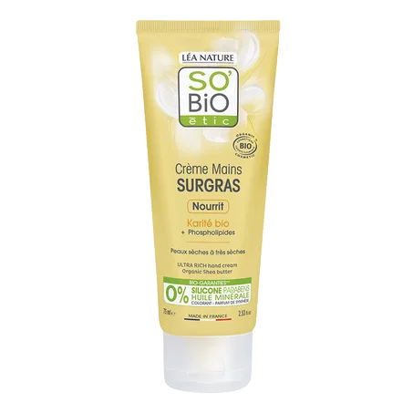 So Bio Crème Mains Surgras Karité – Peaux Sèches à Très Sèches – 75Ml