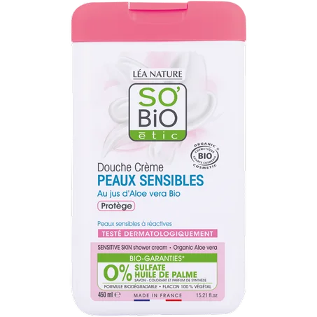 So Bio Douche Crème Peaux Sensibles au Jus d’Aloe Vera 450Ml