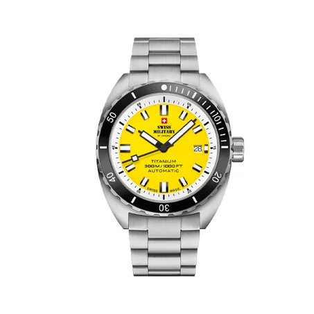ساعة Swiss Military أصلية اوتوماتيك السعر 270 الف دينار لغاية انتهاء وقت العرض! ⏳ اللون الاصفر