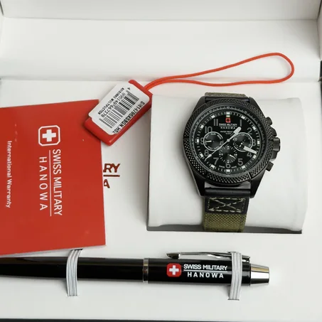 ساعة ماركة سويس ميليتري رجالي سير كتان السعر 220 الف دينار