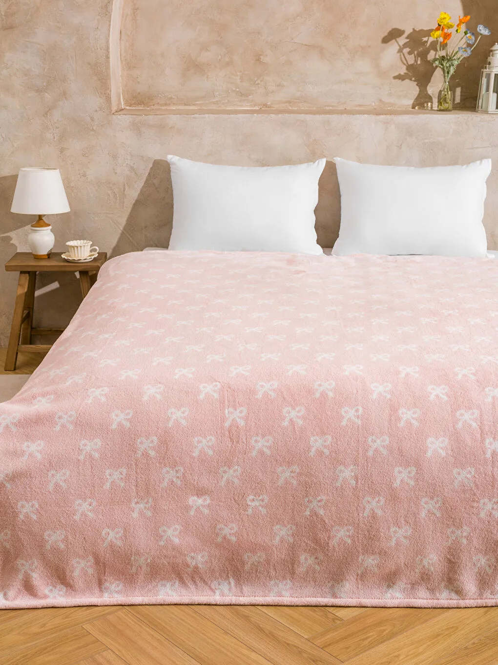 Couverture double détaillée avec nœud rose LCW HOME 200 x 220 cm