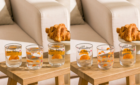 3 tasses en verre à imprimés mixtes 350 ml