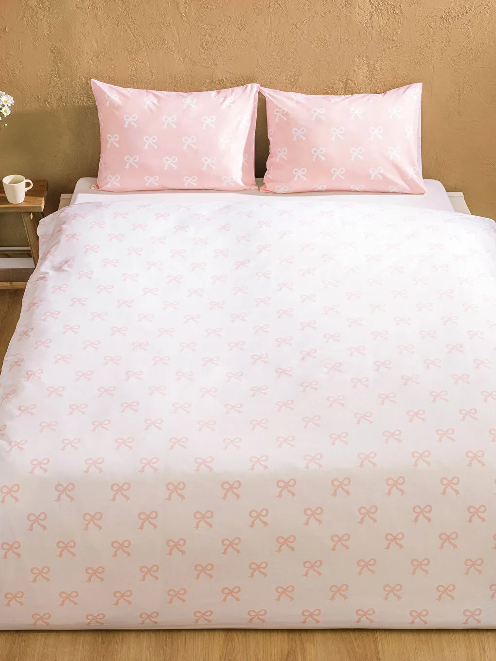 parure de lit double à motif nœud rose LCW HOME