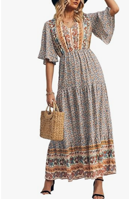 فستان نسائي صيفي كاجوال بطبعة زهور