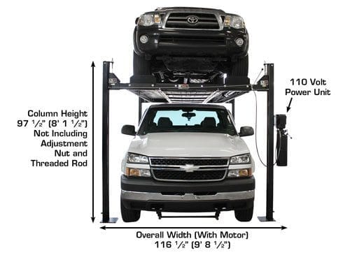 Garage PRO8000EXT-L 8,000 lb Extra Tall/Extra Long 4-Post Lift
