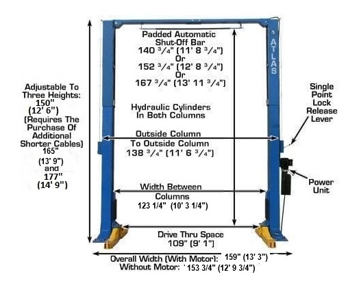 PV12PX 12,000 lb Overhead 2-Post Lift