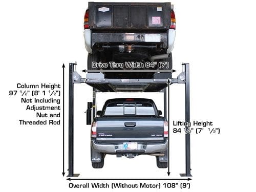 Garage PRO8000EXT-L 8,000 lb Extra Tall/Extra Long 4-Post Lift