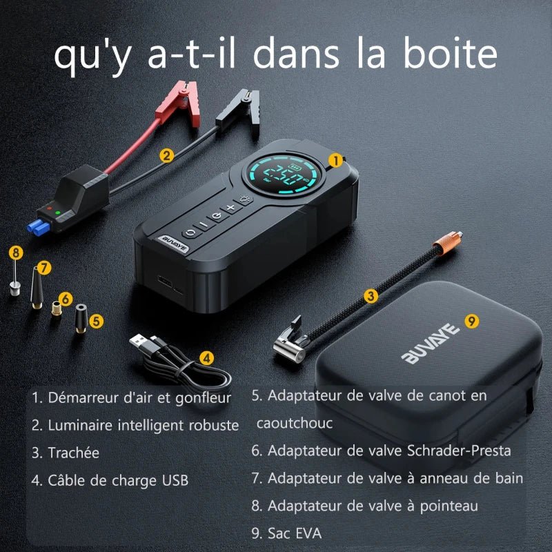 Démarreur (batterie) - Gonfleur (roue) Voiture  4en1