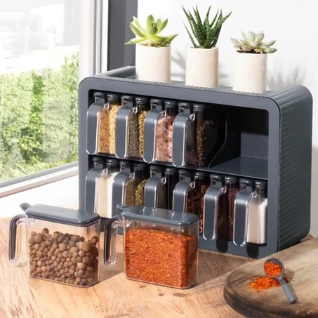 علبة تنظيم التوابل مع المعالق