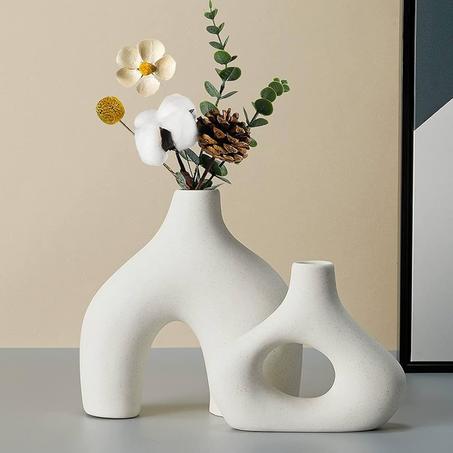 HO Lot de 2 Vases Blanc, Noir ou Crème