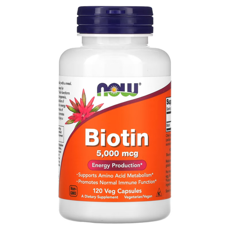 NOW Foods Biotin 5,000 mcg 120 Capsules