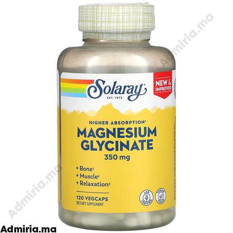 Solaray Glycinate de magnésium 350 mg 120 VegCap
