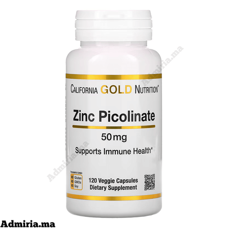 California Gold Nutrition Picolinate de zinc 50 mg 120 Capsule