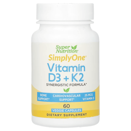 Super Nutrition Vitamines D3 + K2, 60 capsule