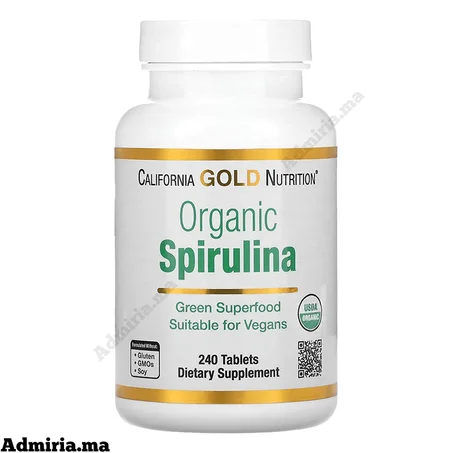 California Gold Nutrition Spiruline biologique USDA Organic 500 mg 240 Tablet