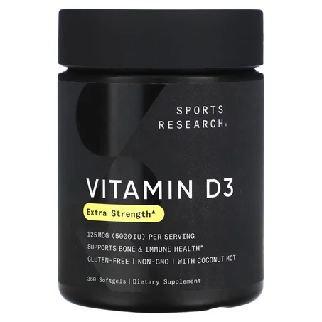 Sports Research Vitamin D3 125 mcg (5,000 IU) 360 Softgels