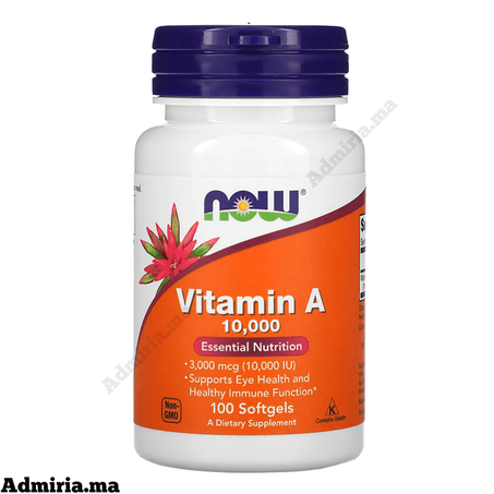 NOW Foods Vitamine A 10 000 UI 100 capsules à enveloppe molle 100 softgel