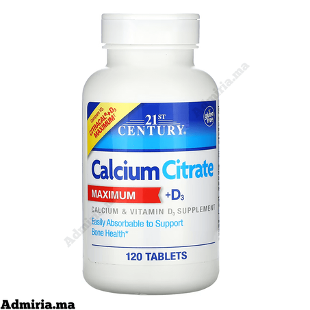 21st Century Citrate de calcium Maximum + Vitamine D3 120 Tablet