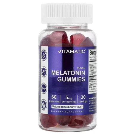 Vitamatic Vegan Melatonin Gummies Natural Blackberry 60 Gummies