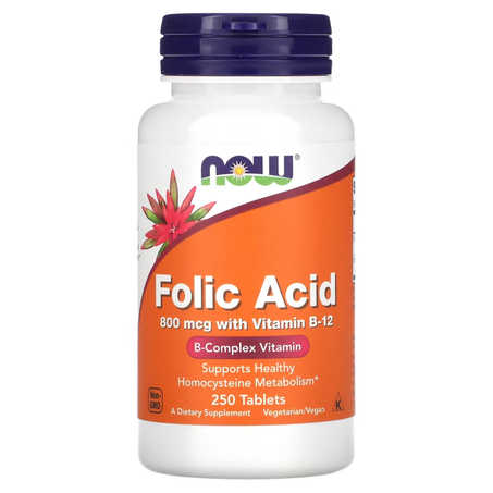 NOW Foods Folic Acid 800 mcg 250 Tablets