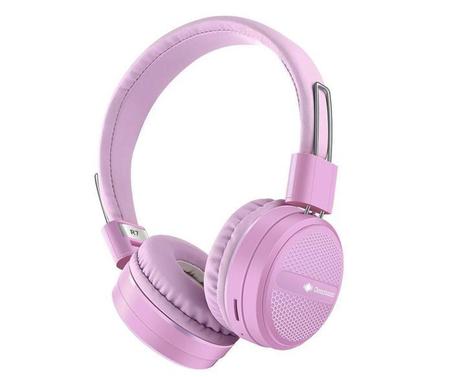 Deep Bass R7 ecouteurs casque Bluetooth V5.0 sans fil HandsFree Music-TSuppor TF Card-FM-Audio input rose bébé