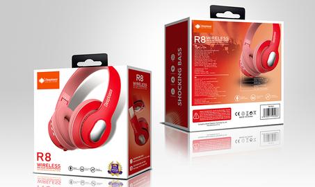 Deep Bass R8 ecouteurs Casque Bluetooth V5 + sans fil TSuppor TF Card-FM-Audio inputROUGE
