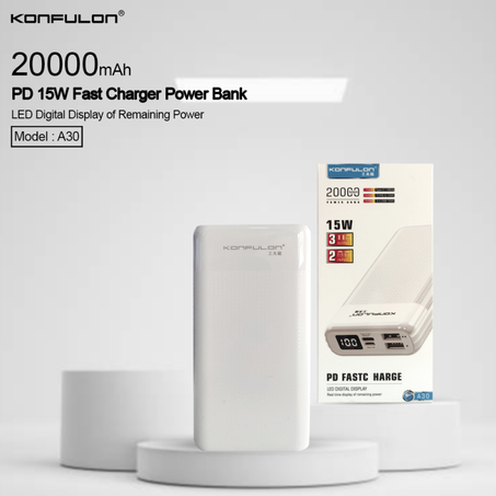 A30 Power bank 20000 mAh 15W High Quality - BLANC