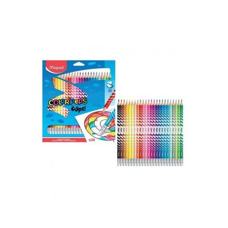 Maped 24 Crayons de couleur Color'Peps Oops,Lumineuses,triangulaire,Effaçable