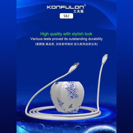 Konfulon Cable  MICRO de téléphone portable 1M 3.1A câble USB de charge Rapide et données en ceramique
