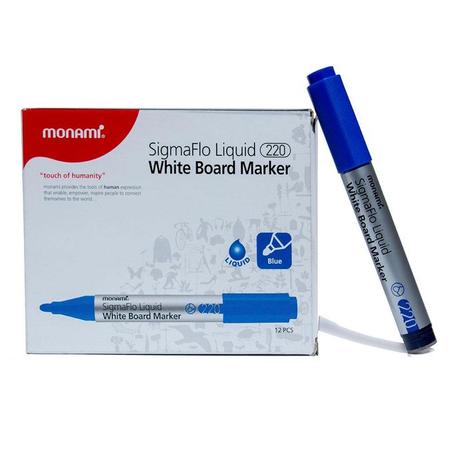 Monami SigmaFlo Liquid 220 White Board Marker 12 Pcs - Blue