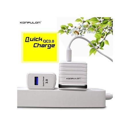 Konfulon C32Q QC3.0 chargeur Murale rapide 2.4A Avec cable Type C pour Smartphone