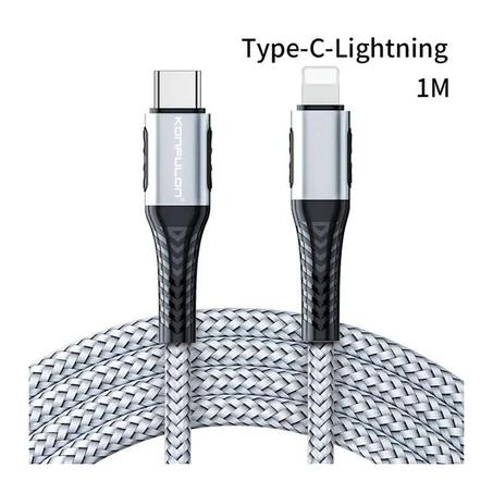 Konfulon DC35 Type-C - Lightning Data Cable 1M, 20W Fast Charging - Silver