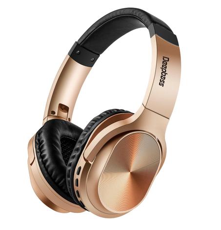 Deep Bass ecouteurs casque Bluetooth V5.0+EDR sans fil R2 Stereo HandsFree Music-TSuppor TF Card-FM-Audio input GOLD