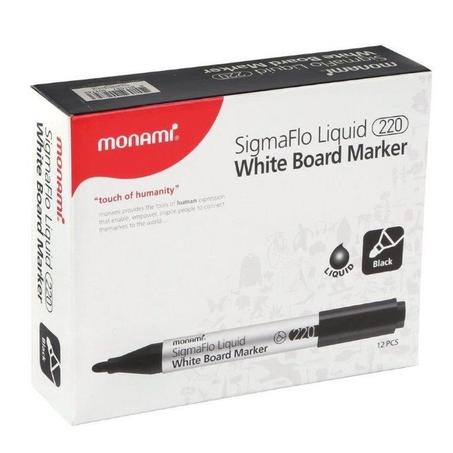 Monami SigmaFlo Liquid 220 White Board Marker 12 Pcs - Black