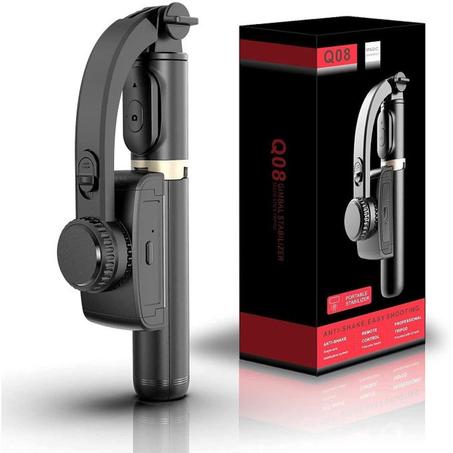 Trépied Selfie Stabilisateur 3x1 BT 360° Live Vidéo Vlog // Gimbal Q08 Anti-Shake