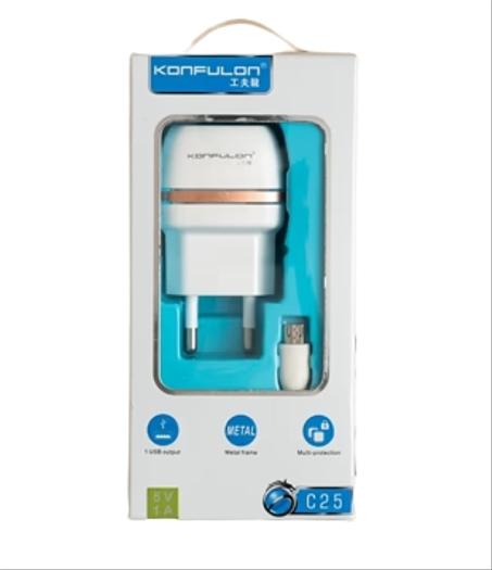Konfulon C25 chargeur originale 1A Avec cable Micro Usb pour Smartphone