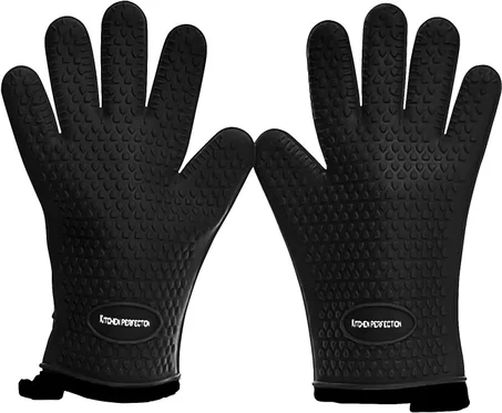 Kitchen Perfection - Guantes de silicona a prueba de agua, extremadamente resistentes al calor para manejar la comida caliente, para horno ahumador, barbacoa. Set de valor superior +3 bonos
