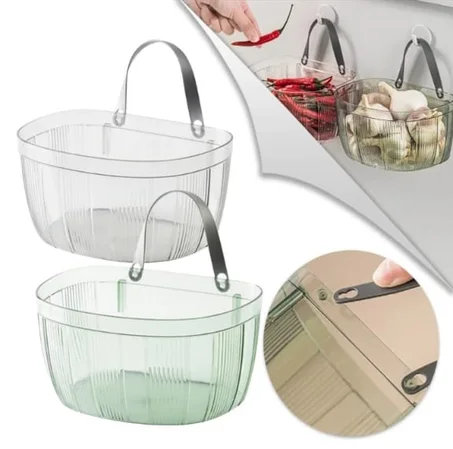 Panier De Rangement D'ail Et De Gingembre, Panier De Rangement En Maille Suspendu Organisateur Pour Cuisine, Salle De Bain, Bureau Avec Boucle Suspendue Adhésive Murale