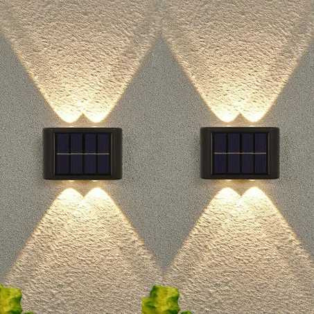 Applique Murale Solaire Étanche à 6LED pour Jardin, Cour, Abri de Voiture
