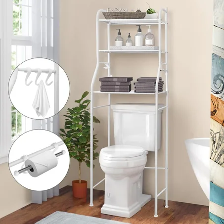 Over The Toilet Storage Rack 3 Tier Over Toilet Bathroom Organizer Wooden Behind The Toilet